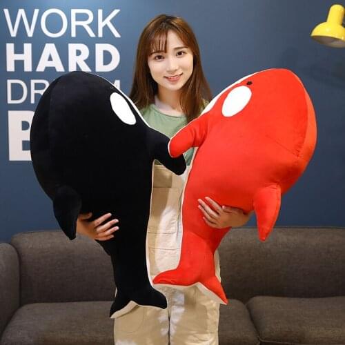 Red Killer Whale Whale Plush Toy Blue Sea Animals Stuffed Animal Toy Shark Soft Pillow Kids Gift Kawaii Plush Toys Black Whale
