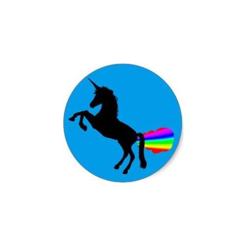 3.8cm Unicorn farting rainbows sticker turquoise