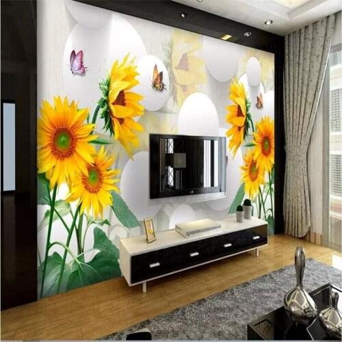 Sunflower Flower Wall Wallpaper Wholesale Wallpaper Mural Custom Photo Wall