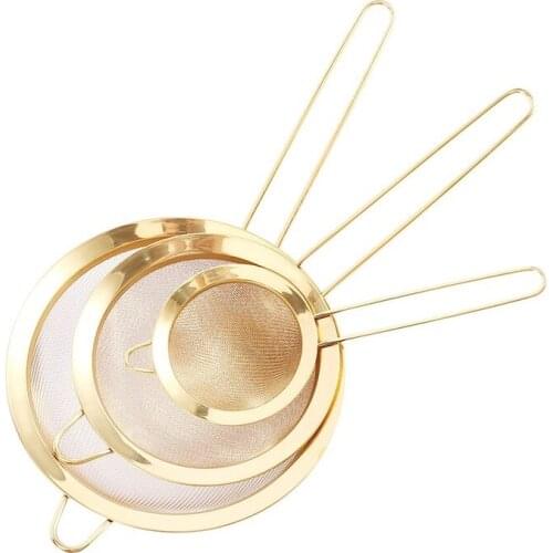 Stainless Steel Gold Mesh Separate Oil Strainer Flour Sifter Sieve Colanders Flour Coffee Mesh Filter Kitchen Bakware WF