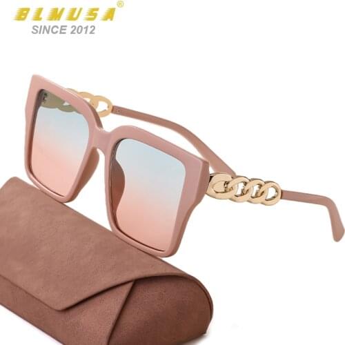 BLMUSA New Fashion Chain Sunglasses Women Trendy Hip Hop Sun Glasses Womans Oversized Decorative Glasses Brand Designer Eyewear