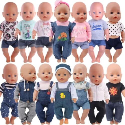 43cm Baby Doll Clothes 18 Inch Reborn New Baby Born Doll Clothes 2Pcs/Set Shirts+Pants Unicorn Duck Whale Dogs Clothes Toy Gift