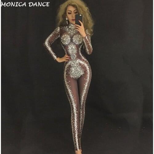 Customize Rhinestones Evening Celebrate Jumpsuit Sexy Stage Performance Party luxurious Shining Costume Women Dj Singer Outfit