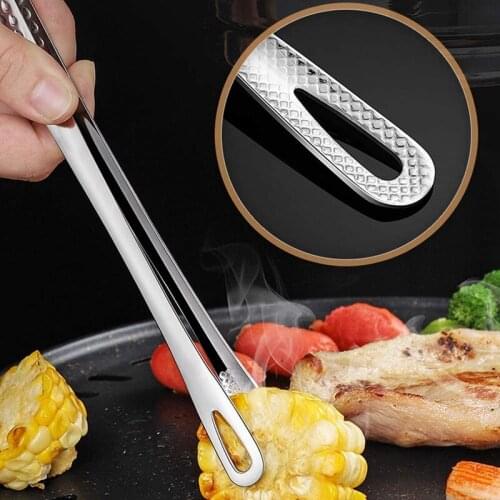 Hot 2PCS Stainless Steel Food Tongs Kitchen Tweezers Multifunctional Tools for Cooking Grilling Baking