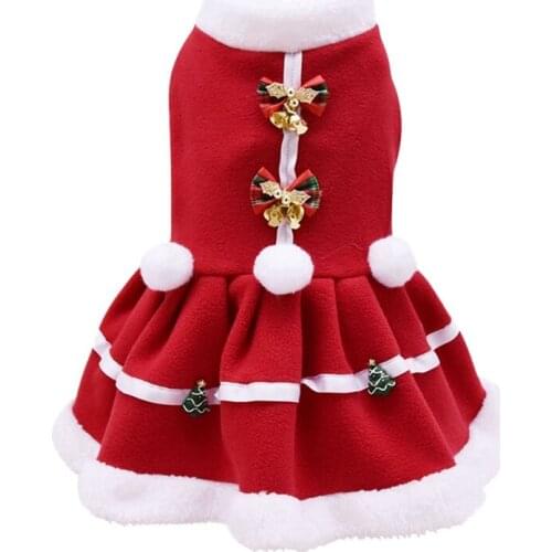 Christmas Dog Dress Winter Warm Dog Clothes Pet Christmas Costume For Small Dog Yorkies Chihuahua Cat Fleece Dresses Clothing