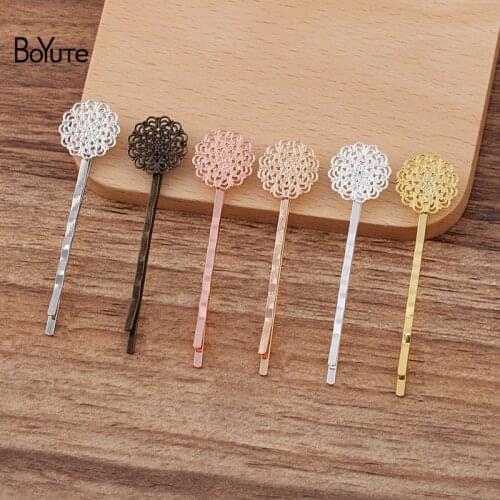 BoYuTe Custom Made (200 Pieces/Lot) 15MM Filigree Flower Hair Barrette Factory Supply Retro DIY Hair Accessories Materials
