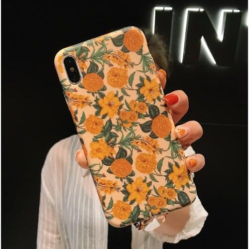 Retro daisy Yellow flower oil painting Phone case For iPhone 7 8 6s 6 Puls XS 11 Pro MAX case silicon For iPhone cover X XR case