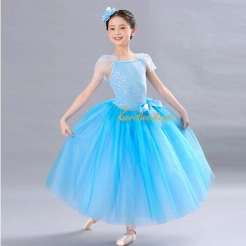 Girls Sequins Dance Dress Childrens Long Princess Dress Ballet Tutu Dress Famela Cinderella Fairy Ballet Performance For Women