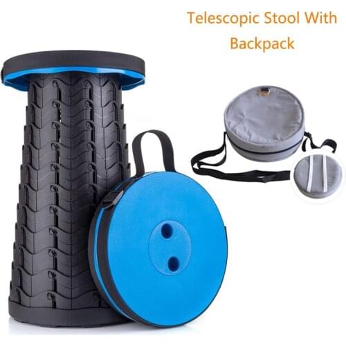 Telescopic Stool Adjustable Folding Camping Stool Fishing Folding Chair Portable Bearing 150KG Retractable