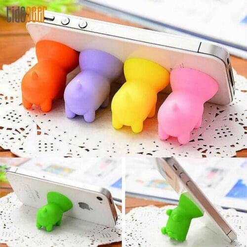 Universal Cute Pig Shape Colorful Silicone Cell Phone Holder Lazy Stand for Samsung Sony Smartphone Tablet 300pcse