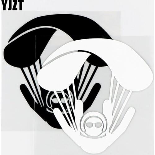 YJZT 14.7×14.5CM Skydiving Extreme Sports Parachute Vinyl Car Sticker Decals Black / Silver 10A-0555