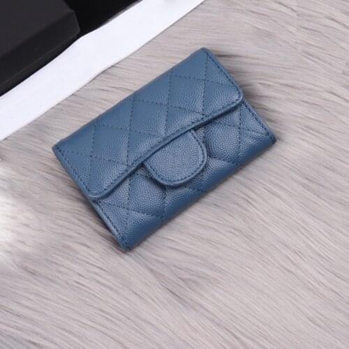 Women classic luxury caviar Card Holder top quality genuine leather designer Female mini short brand Credit Card Case