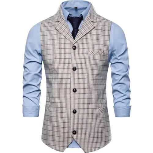 Mens Vest Casual Business Suit Vests Male Lattice Waistcoat Fashion Mens Single Breasted Sleeveless Suit Vest Male 3XL