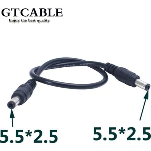 1pcs DC Power Plug 5.5 x 2.5mm Male To 5.5 x 2.5mm Male CCTV Adapter Connector Cable Power Extension Cords 30cm