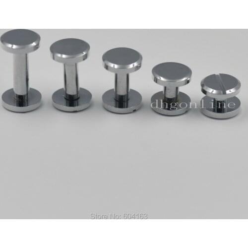 10 Sets 4 6 10 12 15mm Solid Brass Head Button Stud Screwback spot for Screw Chicago nail Nickle