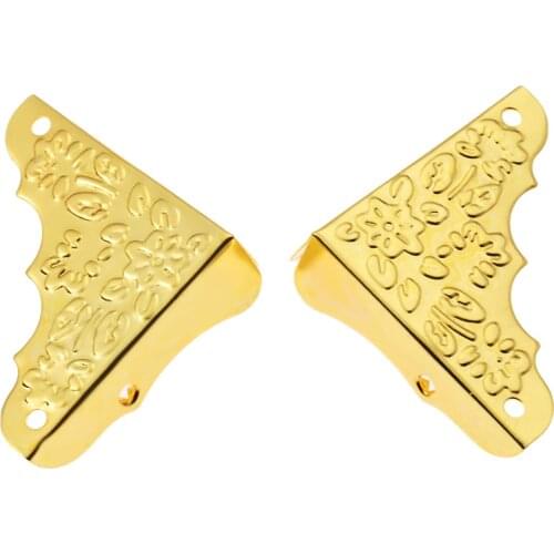 12pcs Golden Corners 37mm Iron Protectors + 48 screws Floral Pattern Old Chinese Lace Triangle Caved Book Scrapbook Album Menu