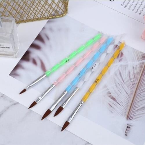 2019 Nail Art Brush Liner Dotting Fan Design Acrylic Builder Flat Crystal Painting Drawing Carving Pen UV Gel Manicure Tool Set