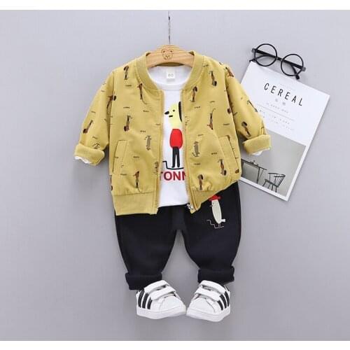 2020 Baby Boys Clothes Cartoon Childrens Wear Set Spring and AutumnLong Sleeve T- Shirt+ Pants3- Piec Baby Girl Suit