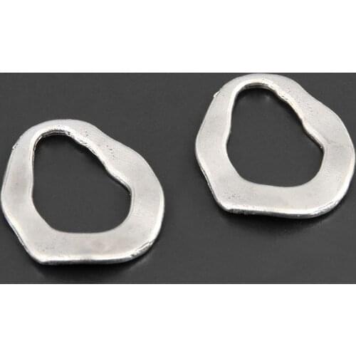 30pcs Silver Color 24x18mm Irregular Oval Charms Geometric Pendant Fit DIY Jewelry Making Handcrafted Accessories