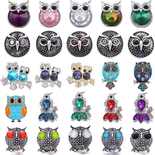 5pcs/lot Owl Snap Button 18mm Natural Stone Snap Button For Snaps Bracelet Jewelry DIY Accessories