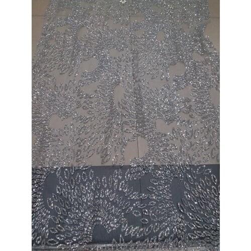 African Net silver glued shinny Laces Quality silver French Lace Fabric Selling Embroidered Lace with glued glitter Sequin