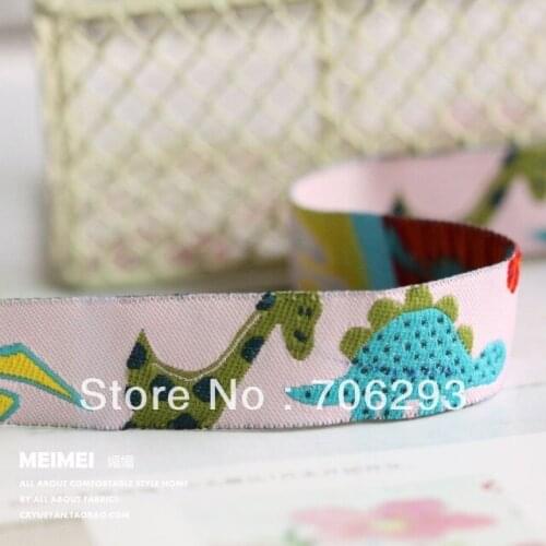 Zakka handmade accessories Cartoon ribbon with dinosaur Woven Jacquard Ribbon width 5/8" 1.6 CM 10yards/lot