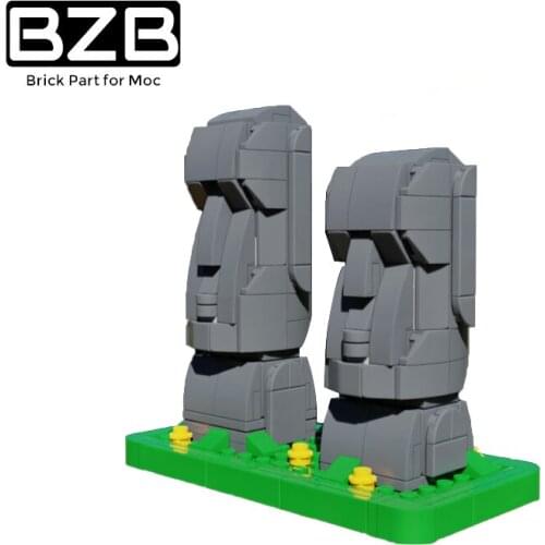BZB MOC 40120 Easter Island Stone Statue Creative Statue Building Block Model Home Decoration Kid Boy DIY Toy Birthday Best Gift
