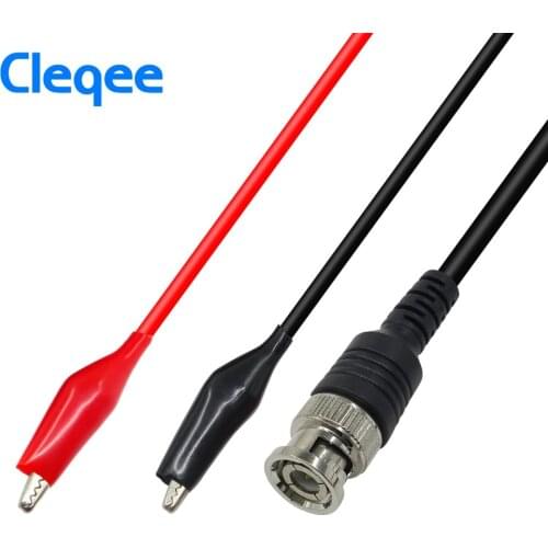 Cleqee P1011 BNC Q9 Male Plug To Dual Alligator Clip Oscilloscope Test Probe Lead Cable 110cm Wholeasle