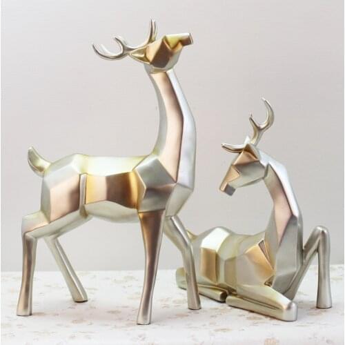 HOME FURNISHING EUROPEAN WINE ROOM DECORATION CRAFTS DEER SCULPTURE MODERN MINIMALIST WEDDING GIFT HOME DECOR ORNAMENTS