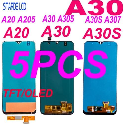 5 Pcs LCD For Samsung A20 A205 SM-A205F Display A30 A305/DS A305F A305FD A305A A30S A307 A307F Touch Screen Digitizer Assembly