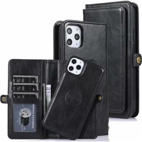 For iPhone 11 Wallet Case 2 in 1 Detachable Magnetic Leather Cover Case for iPhone XS Max iPhone SE 2020 XS 7 7Plus 8 6S Coque
