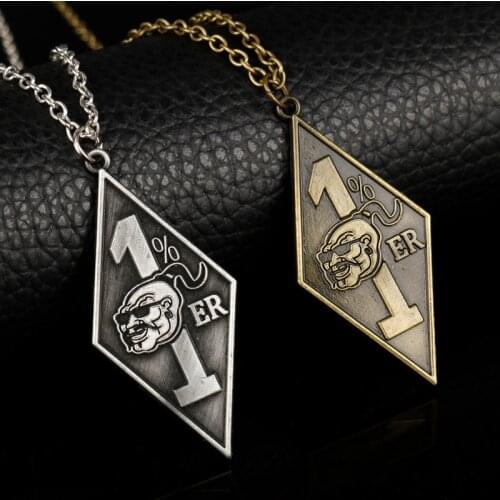 Dongsheng Mens Fashion Jewelry Hot Vintage Punk Big 1% er Pendants Mens Motorcycle Biker Band Party Choker Necklace
