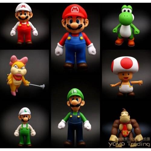 Genuine 12cm Super Mario PVC Action Figure Doll Toys Supermario Game Plastic Model Statue Cake Figure Decoration Kids Gift Toys