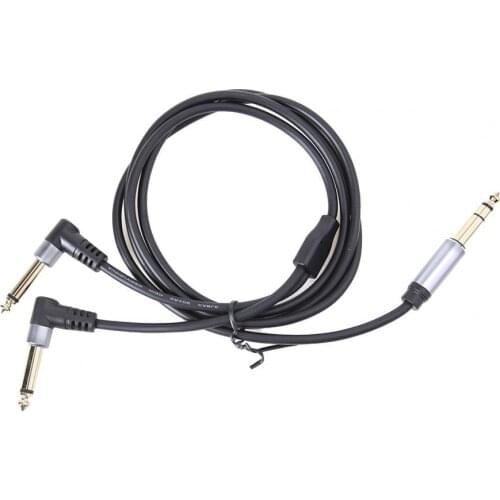 90 Degree Elbow Gold-Plated 6.35mm to Double 6.35mm Stereo Audio Adapter AUX Splitter Cable for Amplifier