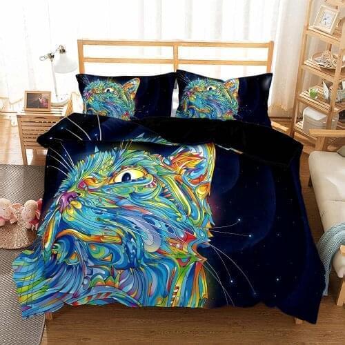 3 Piece Meteor Bedding Set 3D Print Hand drawn Cat Duvet Cover Home Textile Bed Quilt Cover Single Queen King Bed Cover Set