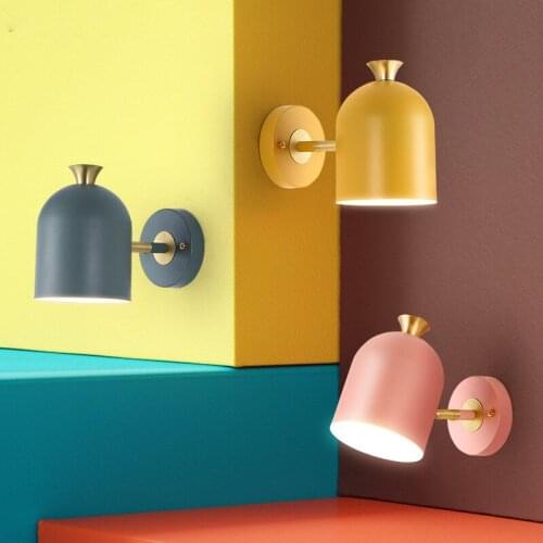 Northern Europe Creative light Color Macaron Corridor single-end The study Bedroom Art machine head Wall lamp Round Multicolor
