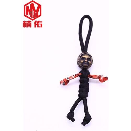 1PC Ghost Face Doll Retro Brass Copper Oxide EDC Hand-woven Paracord Beads Umbrella Rope Cord Lanyard Pendants Knife Beads