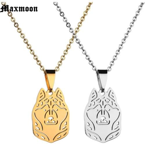 Maxmoon Fashion jewelry High quality stainless steel wolf head necklace pendant Contains chain