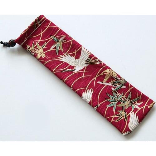 Japan Style Cutlery Bag Reusable Travel Drawstring Pouch for Kitchen Tableware Fork, Spoon, Bamboo Chopsticks, Cleaning Brush