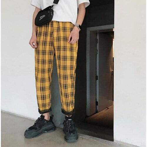 Men Women Plaid Pants 2021 Harajuku Elastic Waist Joggers Korean Style Sweatpants Hip Hop Track Pants Autumn Trousers Plus Size