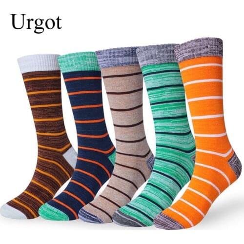 Urgot 5 Pairs Mens Socks Large Big Plus Size 45,46,47,48 Crew Long Tube Socks Spring Autumn Cotton Thickening Male Happy Socks