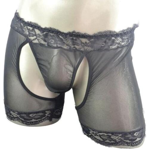 MensTransparent buttocks Boxers Male Panty Underwear Gauze pants male ZJH0605P