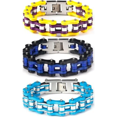 16mm Hip Hop Bike Chain Bracelet For Men 316L Stainless Steel Bangle Motorcycle Bicycle Style Punk Jewelry