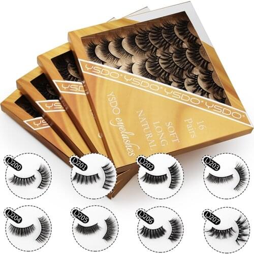 Imitation Mink Eyelashes 16 Pairs Square Set Box Natural Long Thick Extension False Eyelash Set Eye Makeup Tool For Womn