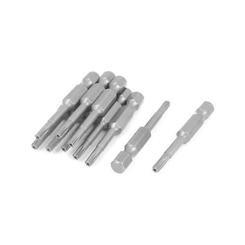 10 Pcs 1/4" Hex Shank 50mm Long T15 Magnetic Torx Security Screwdriver Bits Set