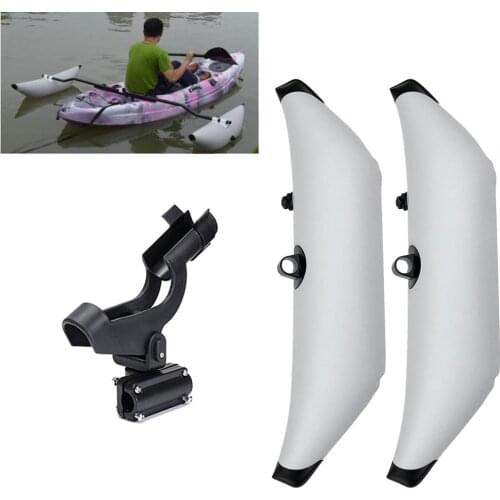 Kayak Canoe Inflatable Outrigger Boat Standing Float Stabilizer with Swivel Rotary Revolving 360 Adjustable Fishing Rod Holder