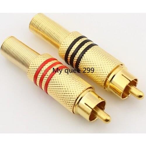 Newest 10PCS Gold Plated RCA Plug Audio Male Connector Metal Spring