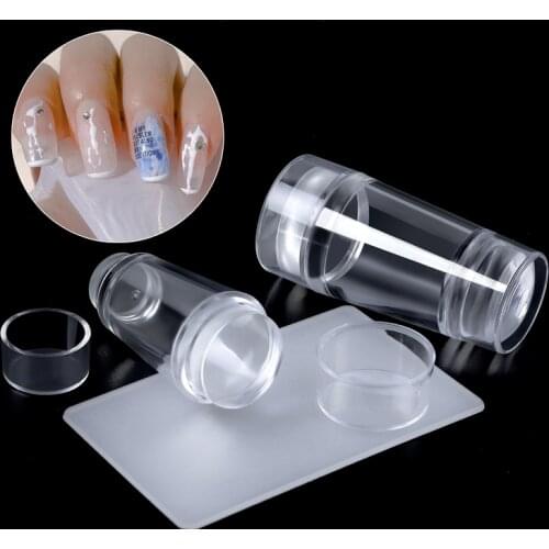1PC Nail Art Template Molds Nails Stamper Set Jelly Head with Scraper Nail Art Template Print Silicone Stamping Plate Tools