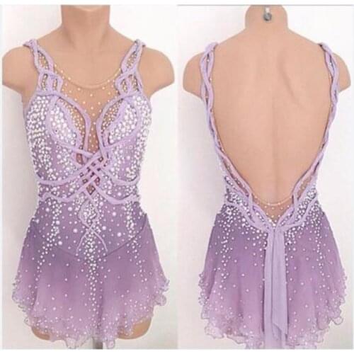 RUBU Women Ice Figure Skating Dress/BatonTwirling/Rhythmic Gymnastics Leotard-Made to Fit for Girls Spandex Performance Skatin