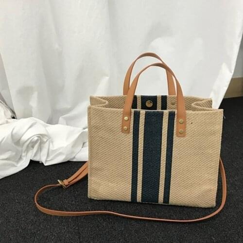 Striped Canvas Tote 2019 Korean Style Large Capacity Ladies Multi-function Eco Portable Shopping Bags